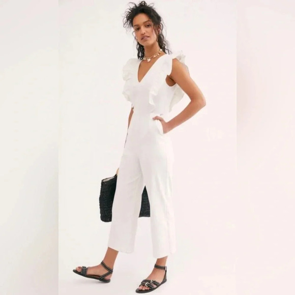 ! Free People Ruffled Jumpsuit By En Saison small - Picture 1 of 4